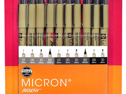 Pigma Micron - Set de 10 - Gris + Negro