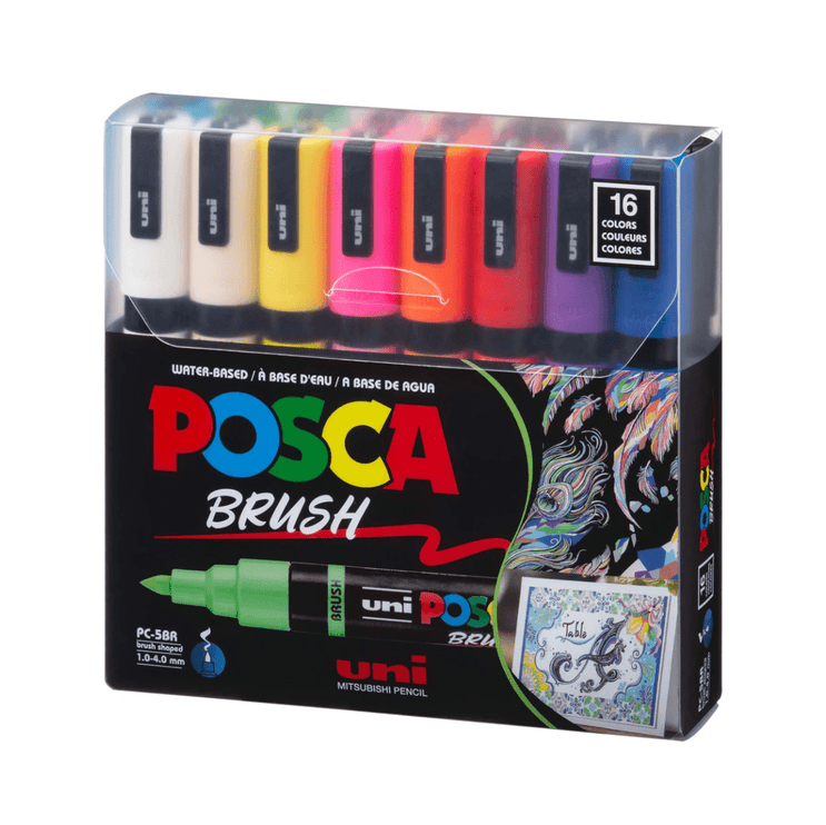 Posca PC5BR - Brush - Set 16 - ColorSwatch