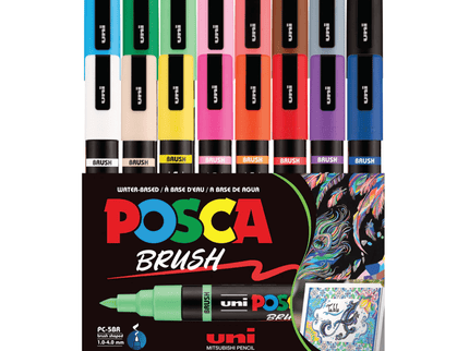Posca PC5BR - Brush - Set 16 - ColorSwatch