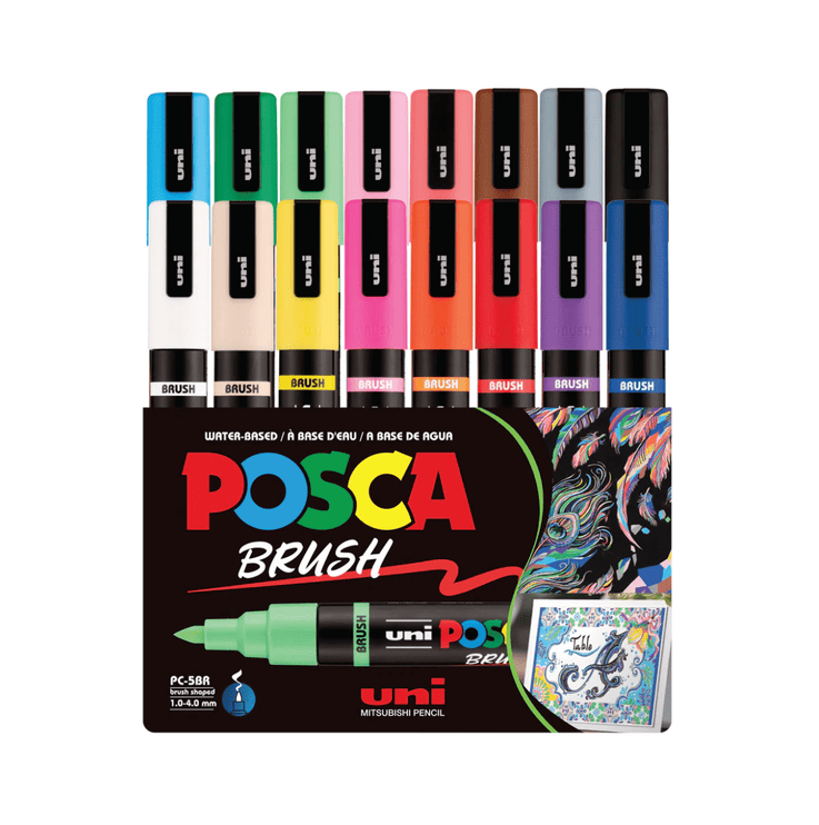 Posca PC5BR - Brush - Set 16 - ColorSwatch