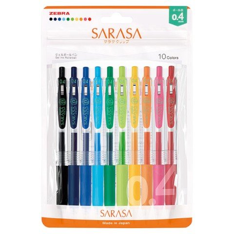Sarasa Clip - 0.4mm - Set de 10 - ColorSwatch