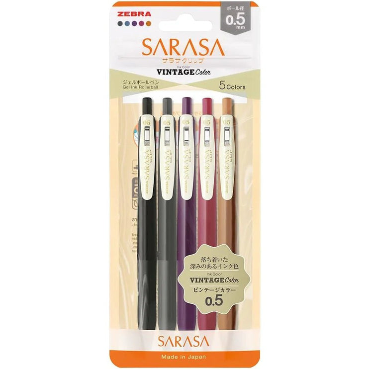 Sarasa Vintage 2 - 0.5mm - Set de 5 - ColorSwatch