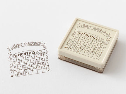Sello - Paintable Stamp - Habit Tracker Cat