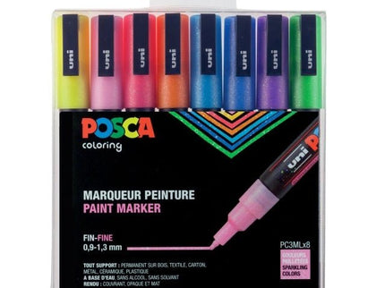 Set de 8 Posca PC - 3M - Glitter - ColorSwatch