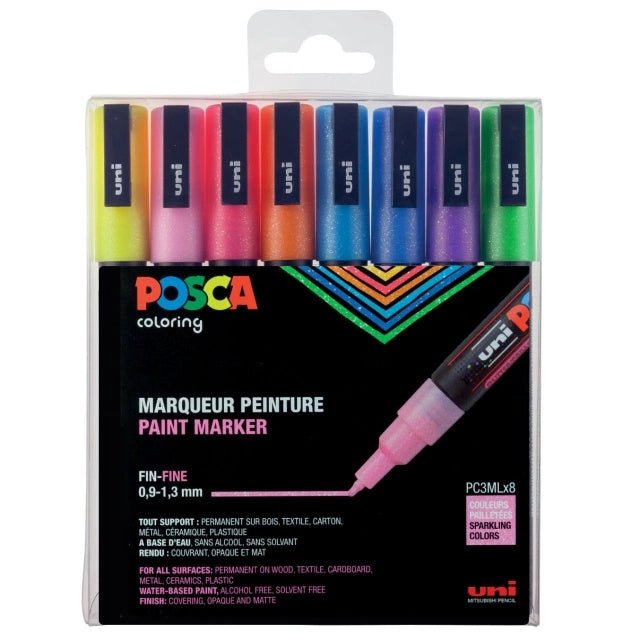 Set de 8 Posca PC - 3M - Glitter - ColorSwatch