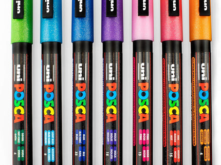 Set de 8 Posca PC - 3M - Glitter - ColorSwatch