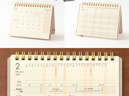 Midori B6 Plus Stand Diary 2027 - Beige