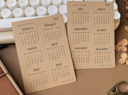 Stickers - 2026 Elegant Calendar - Kraft - Monday Start - ColorSwatch