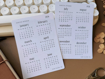 Stickers - 2026 Elegant Calendar - Matte White - Monday Start - ColorSwatch