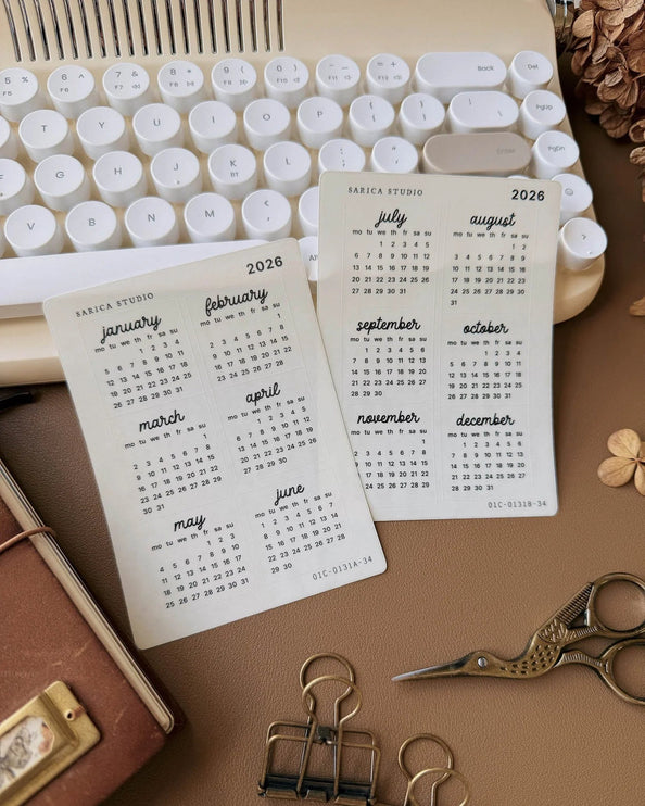 Stickers - 2026 Playful Calendar - Clear - Monday Start - ColorSwatch