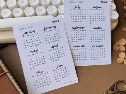 Stickers - 2026 Playful Calendar - Matte White - Monday Start - ColorSwatch