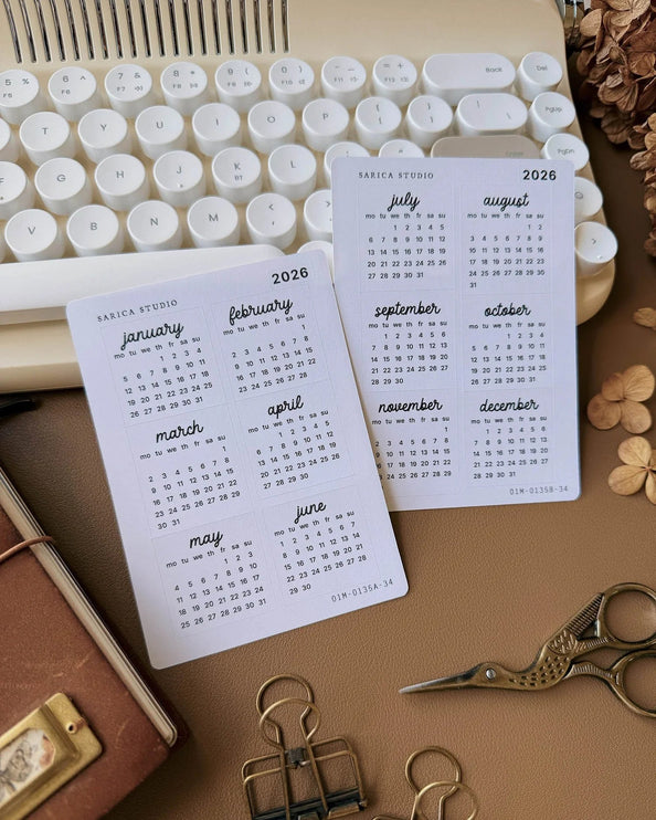 Stickers - 2026 Playful Calendar - Matte White - Monday Start - ColorSwatch