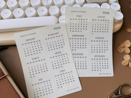 Stickers - 2026 Typewriter Calendar - Clear - Monday Start - ColorSwatch