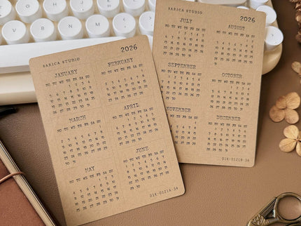 Stickers - 2026 Typewriter Calendar - Kraft - Monday Start - ColorSwatch