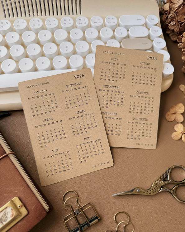 Stickers - 2026 Typewriter Calendar - Kraft - Monday Start - ColorSwatch