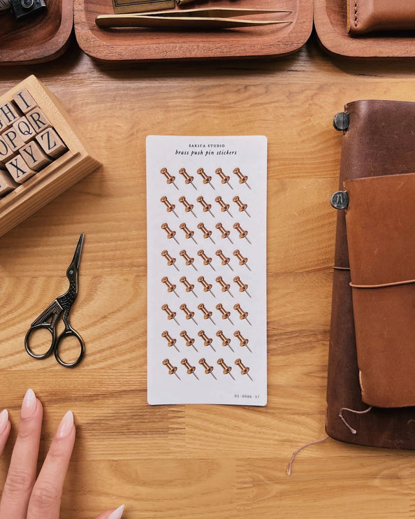 Stickers - Brass Push Pin - ColorSwatch