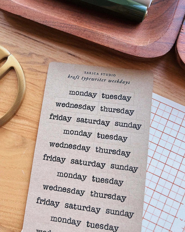 Stickers - Kraft Typewriter Weekday - ColorSwatch