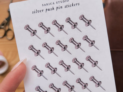 Stickers - Silver Push Pin - ColorSwatch