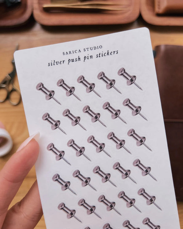Stickers - Silver Push Pin - ColorSwatch