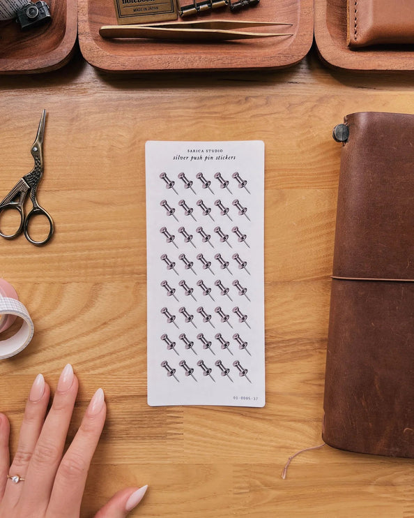 Stickers - Silver Push Pin - ColorSwatch