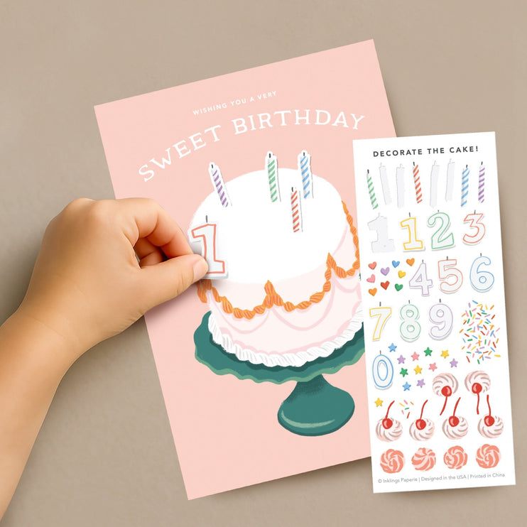 Tarjeta de Cumpleaños - Sticker Scene - Decorate a Cake - ColorSwatch
