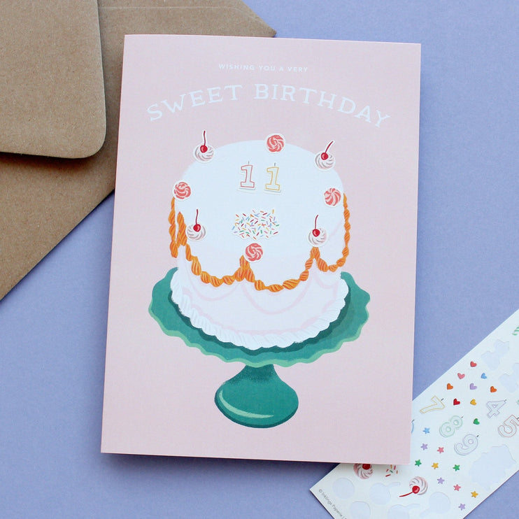 Tarjeta de Cumpleaños - Sticker Scene - Decorate a Cake - ColorSwatch