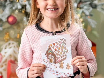 Tarjeta de Navidad - Sticker Scene - Casa de Gengibre - ColorSwatch