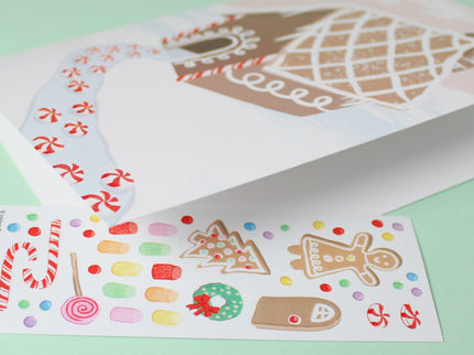 Tarjeta de Navidad - Sticker Scene - Casa de Gengibre - ColorSwatch