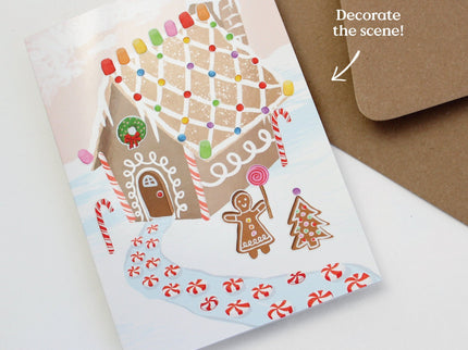 Tarjeta de Navidad - Sticker Scene - Casa de Gengibre - ColorSwatch