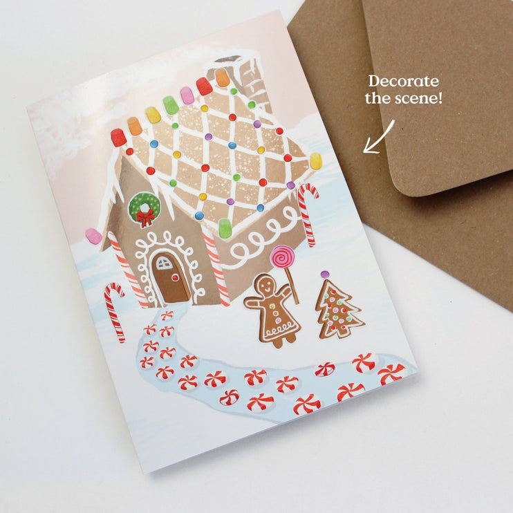 Tarjeta de Navidad - Sticker Scene - Casa de Gengibre - ColorSwatch