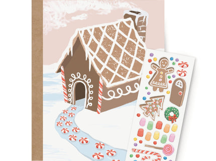 Tarjeta de Navidad - Sticker Scene - Casa de Gengibre - ColorSwatch