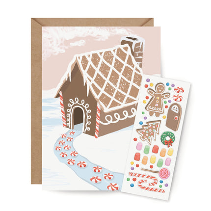 Tarjeta de Navidad - Sticker Scene - Casa de Gengibre - ColorSwatch