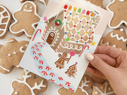 Tarjeta de Navidad - Sticker Scene - Casa de Gengibre - ColorSwatch