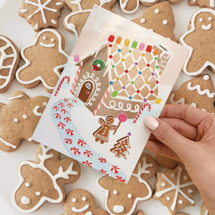 Tarjeta de Navidad - Sticker Scene - Casa de Gengibre - ColorSwatch