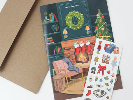 Tarjeta de Navidad - Sticker Scene - Cozy Fireplace - ColorSwatch