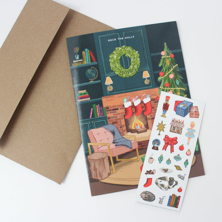 Tarjeta de Navidad - Sticker Scene - Cozy Fireplace - ColorSwatch