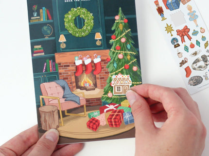 Tarjeta de Navidad - Sticker Scene - Cozy Fireplace - ColorSwatch