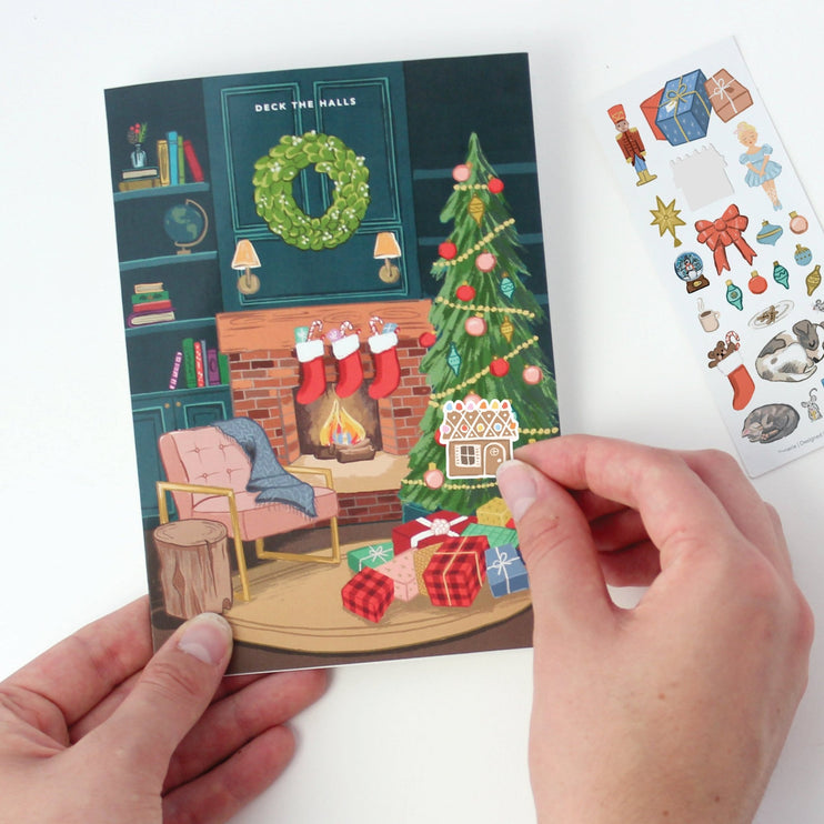 Tarjeta de Navidad - Sticker Scene - Cozy Fireplace - ColorSwatch