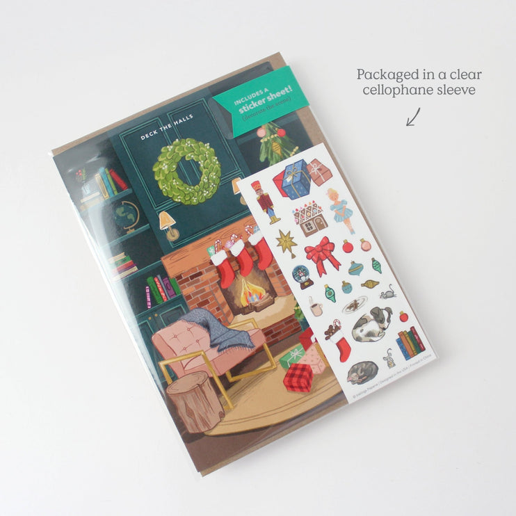 Tarjeta de Navidad - Sticker Scene - Cozy Fireplace - ColorSwatch