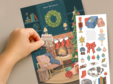 Tarjeta de Navidad - Sticker Scene - Cozy Fireplace - ColorSwatch