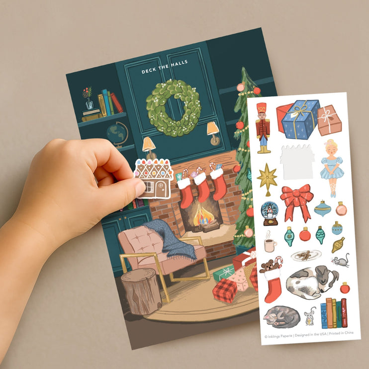 Tarjeta de Navidad - Sticker Scene - Cozy Fireplace - ColorSwatch