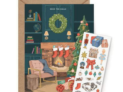 Tarjeta de Navidad - Sticker Scene - Cozy Fireplace - ColorSwatch
