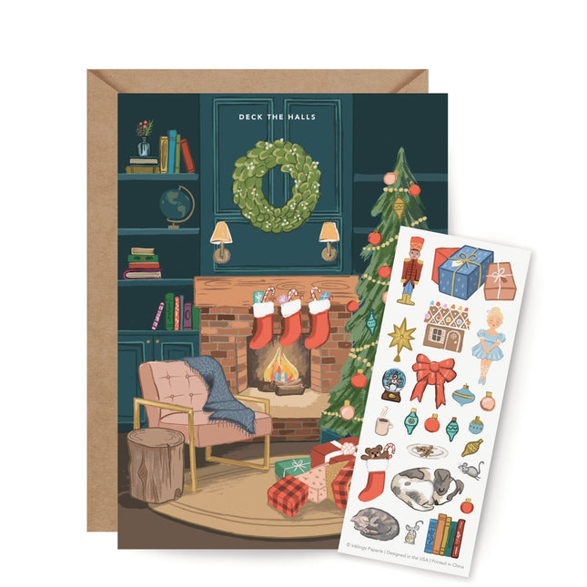 Tarjeta de Navidad - Sticker Scene - Cozy Fireplace - ColorSwatch