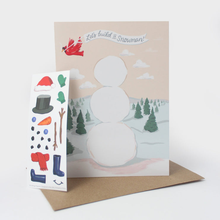 Tarjeta de Navidad - Sticker Scene - Snow Man - ColorSwatch