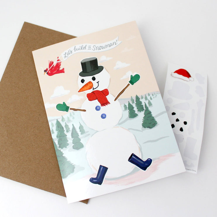 Tarjeta de Navidad - Sticker Scene - Snow Man - ColorSwatch