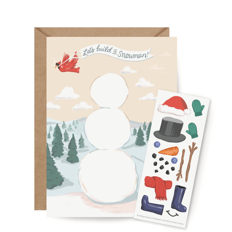 Tarjeta de Navidad - Sticker Scene - Snow Man - ColorSwatch