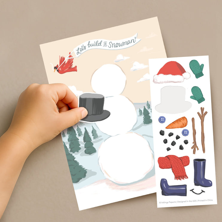 Tarjeta de Navidad - Sticker Scene - Snow Man - ColorSwatch