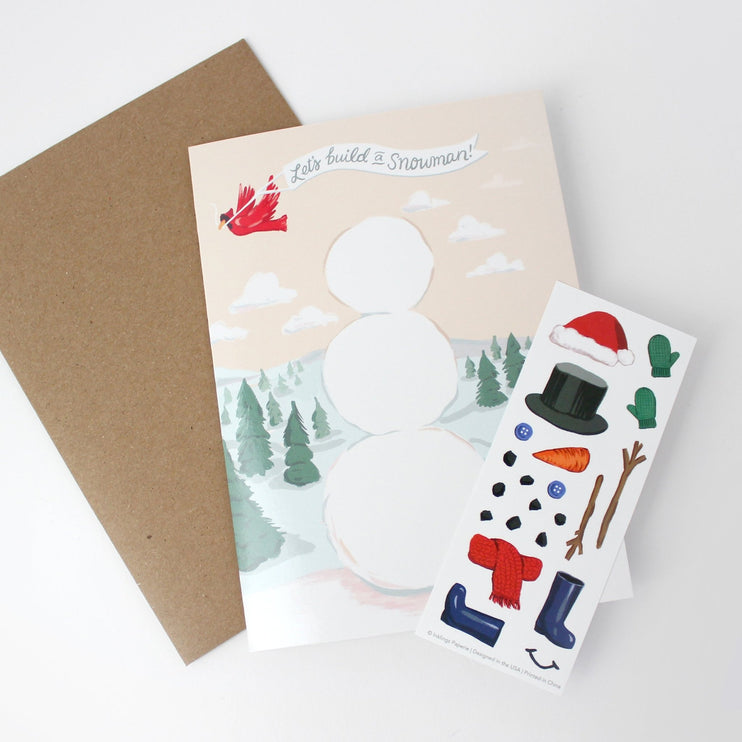 Tarjeta de Navidad - Sticker Scene - Snow Man - ColorSwatch