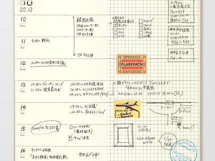 TRAVELER's notebook Refill - Regular Size - 019 Free Diary Weekly + Memo - ColorSwatch