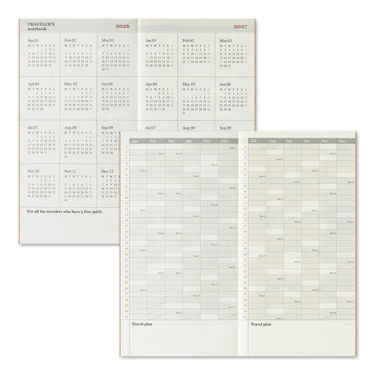 TRAVELER's notebook Refill - Regular Size - 2026 Monthly - ColorSwatch
